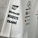 2025 Mercedes AMG Petronas F1 White POLO Team T-Shirt  有领