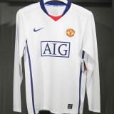 2008/2009 M Utd Away White Retro Player Version Long Sleeve Jersey 球员版长袖