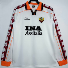 1998/99 Roma Away White Retro Long SLeeve Soccer Jersey
