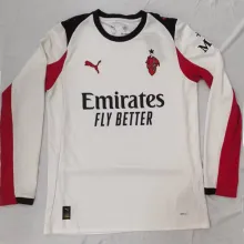 2025/26 AC Milan Away White Long Sleeve Fans Soccer Jersey