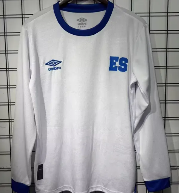 2025/26 EL Salvador Away White Long Sleeve Soccer Jersey 萨尔瓦多