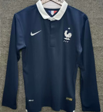 2014 France Home Retro Long Sleeve Soccer Jersey