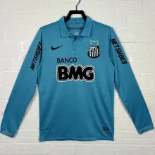2012/13 Santos Blue Retro Long Sleeve Soccer Jersey