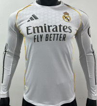 2025/26 RM Home White Long Sleeve Player Version Soccer Jersey