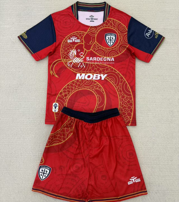 2025 Cagliari Special Edition Kids Soccer Jersey 卡利亚里
