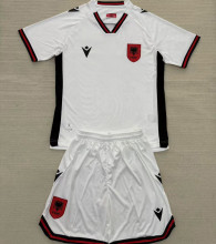 2025/26 Albania Away White Kids Soccer Jersey 阿尔巴尼亚