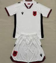 2025/26 Albania Away White Kids Soccer Jersey 阿尔巴尼亚