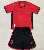 2025/26 Albania Home Red Kids Soccer Jersey 阿尔巴尼亚