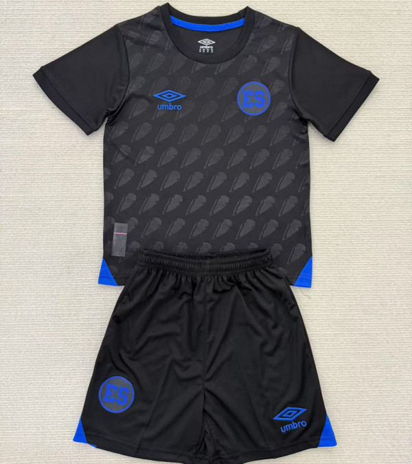 2025/26 EL Salvador Third Black Kids Soccer Jersey 萨尔瓦多