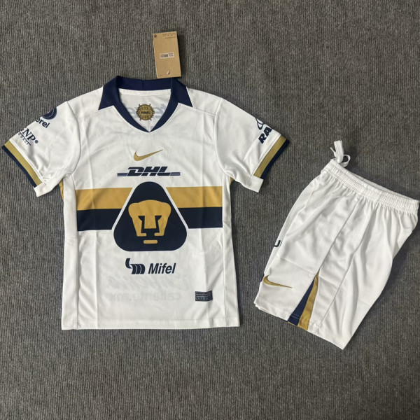 2025/26 Pumas UNAM Home White Kids Soccer Jersey