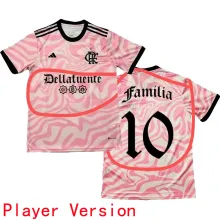 Familia #10 Flamengo Pink Player Version Soccer Jersey 2023 带胸前广告 球员版