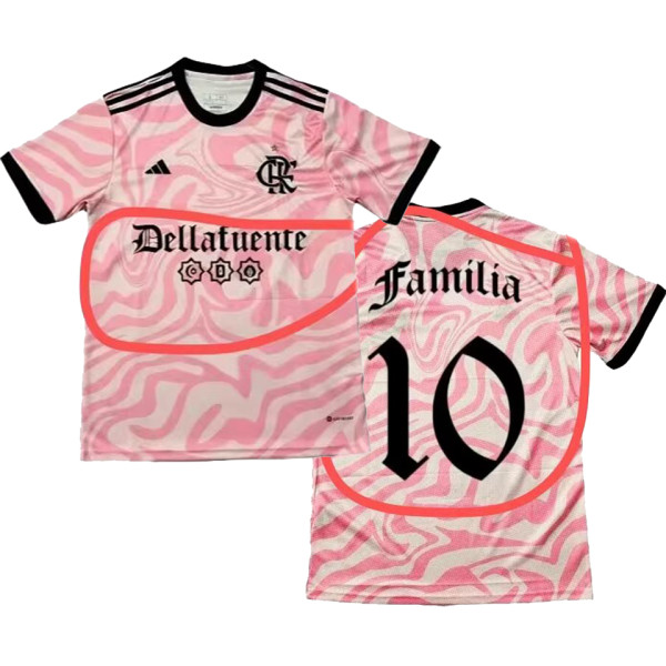Familia #10 Flamengo Pink Fans Soccer Jersey 2023 带胸前广告