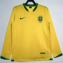 2006 Brazil Home Yellow Retro Long Sleeve Soccer Jersey