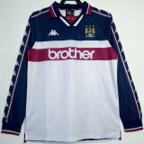 1997/98 Man City Away White Retro Long Sleeve Soccer Jersey