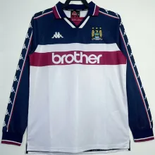 1997/98 Man City Away White Retro Long Sleeve Soccer Jersey