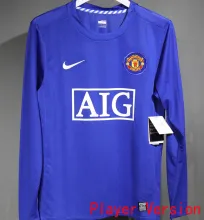 2008/2009 M Utd Third Blue Retro Player Version Long Sleeve Jersey 球员版长袖