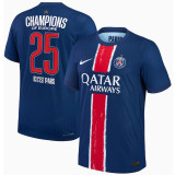 CHAMPIONS OF EUROPE 25 ICIC'EST PARIS PSG 1:1 Quality Home Blue Fans Soccer Jersey 白色底队微2024/25 带星塔★★