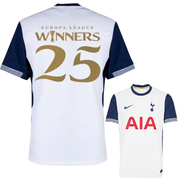 Europa League Winners #25 TH FC 1:1 Quality Home White Fans Soccer Jersey 2024/25 ★★
