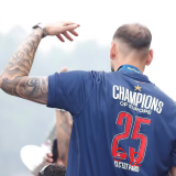 CHAMPIONS OF EUROPE 25 ICIC'EST PARIS PSG  Home Blue Player Version Soccer Jersey 2024/25白色底队微 带星塔球员版★★