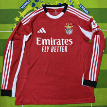 2025/26 Benfica Home Red Fans Long Sleeve Soccer Jersey