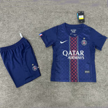 2025/26 PSG Home Blue Kids Soccer Jersey （Embroidery Champion Star） 刺绣的前塔星