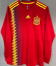 2018 Spain Home Red Retro Long Sleeve Jersey