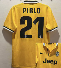 PIRLO #21 JUV Third Yellow Retro Soccer Jersey 2013/14 ★★