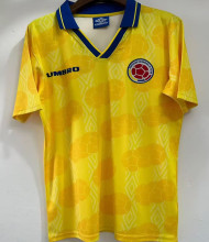 1994 Colombia Home Yellow Retro Soccer Jersey