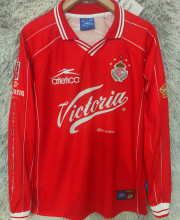 1999/2000 Deportivo Toluca Home Red Retro Long Sleeve Soccer Jersey 托卢卡