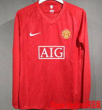 2007/08 M Utd Home Retro Player Version Long Sleeve Soccer Jersey 球员版长袖