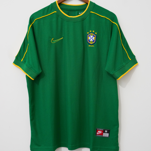 1998 Brazil GK Green Retro Soccer Jersey