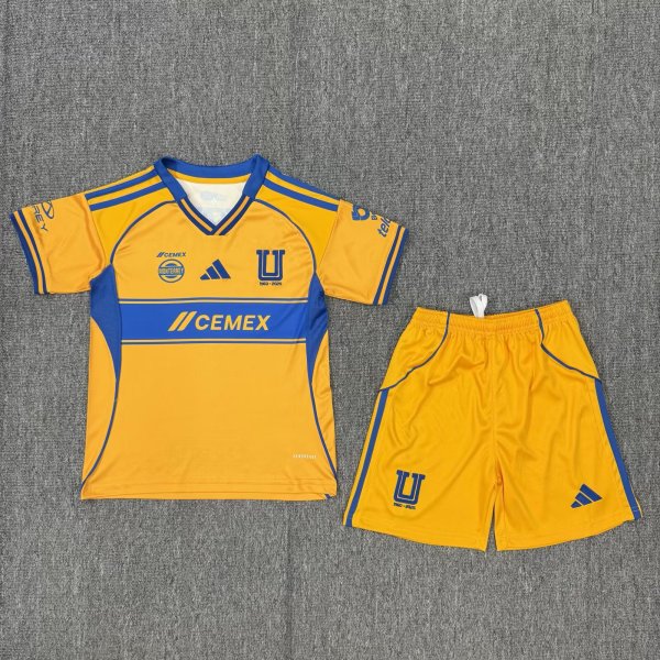 2025/26 Tigres Home Yellow Kids Soccer Jersey