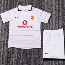 2003/2005 M Utd Away White Retro Kids Soccer Jersey