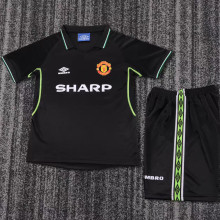 1998/1999 M Utd Away Black UCL Version Retro Kids Soccer Jersey