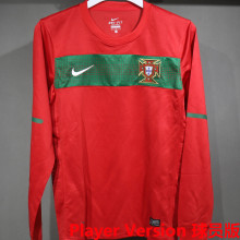 2010 Portugal Home Red Retro Player Version Long Sleeve Soccer Jersey 球员版