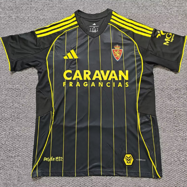 2025/26 Zaragoza Away Black Fans Soccer Jersey