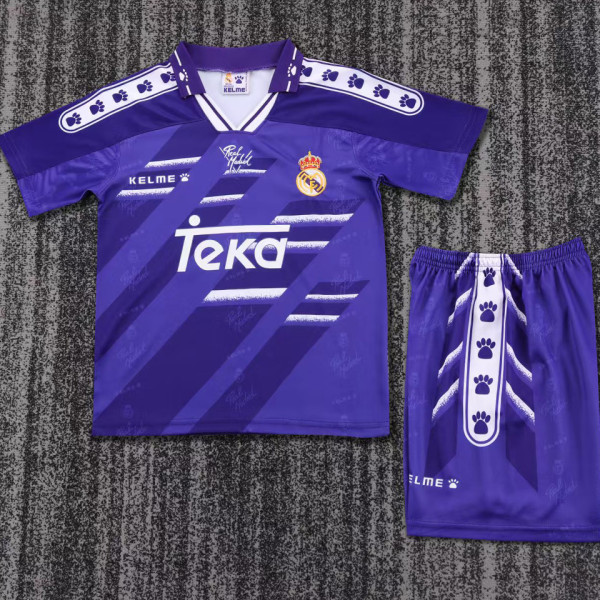 1994/96 RM Away Blue Retro Kids Soccer Jersey