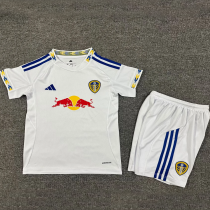 2025/26 Leeds United Home White Kids Soccer Jersey 带胸前广告