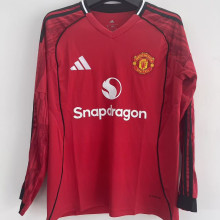 2025/26 M Utd Home Fans Long Sleeve Soccer Jersey