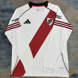 2025/26 River Plate Home White Long Sleeve Fans Soccer Jersey