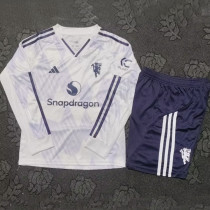 2025/26 M Utd Away Kids Long Sleeve Soccer Jersey 长袖童装