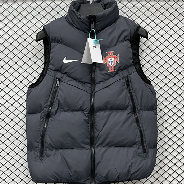 2026/27 Portugal Grey Black Cotton Vest Jacket  J3308 灰黑色