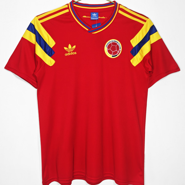 1990 Colombia Away Red Retro Soccer Jersey