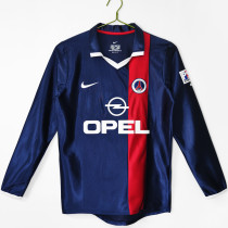 2001/2002 PSG Home Retro Long Sleeve Soccer Jersey