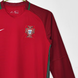 2016 Portugal Home Retro Long Sleeve Soccer Jersey