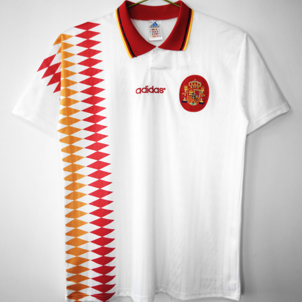 1994 Spain Away White Retro Soccer Jersey