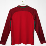 2016 Portugal Home Retro Long Sleeve Soccer Jersey