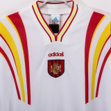 1996 Spain Away White Retro Long Sleeve Soccer Jersey