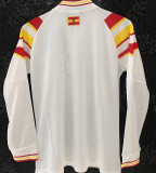 1996 Spain Away White Retro Long Sleeve Soccer Jersey