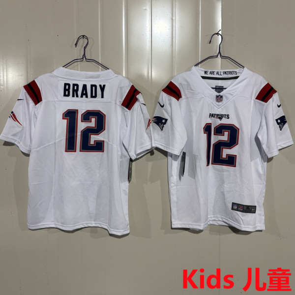 BRADY #12 New England Patriots Kids NFL Jersey 爱国者